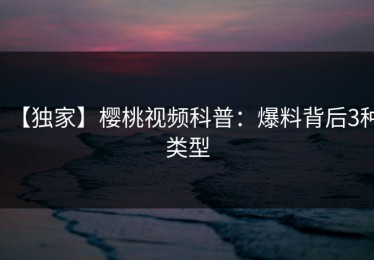 【独家】樱桃视频科普：爆料背后3种类型