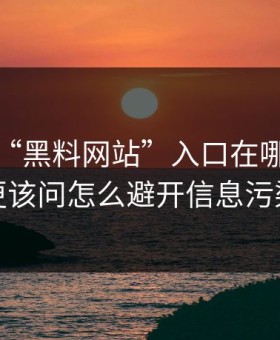 别再问“黑料网站”入口在哪了：你更该问怎么避开信息污染