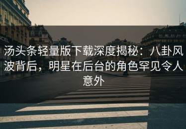 汤头条轻量版下载深度揭秘：八卦风波背后，明星在后台的角色罕见令人意外