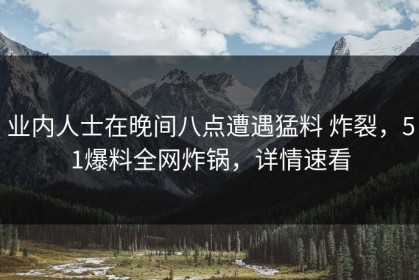 业内人士在晚间八点遭遇猛料 炸裂，51爆料全网炸锅，详情速看