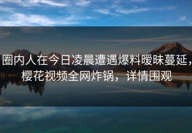圈内人在今日凌晨遭遇爆料暧昧蔓延，樱花视频全网炸锅，详情围观