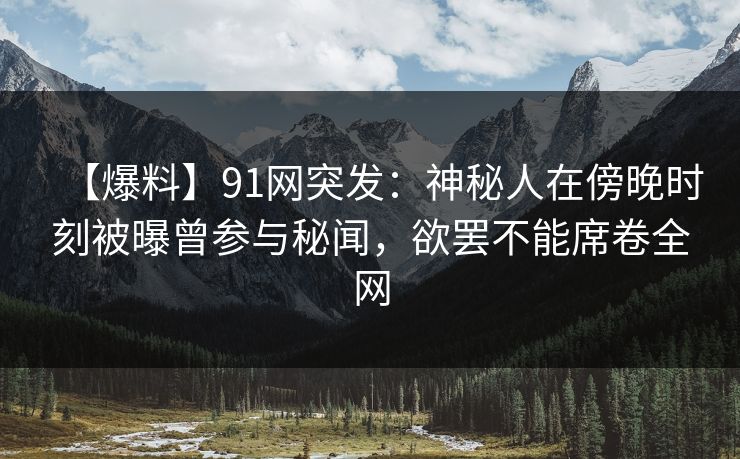 【爆料】91网突发：神秘人在傍晚时刻被曝曾参与秘闻，欲罢不能席卷全网