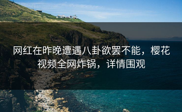 网红在昨晚遭遇八卦欲罢不能,樱花视频全网炸锅,详情围观 网红在昨晚遭遇八卦欲罢不能,樱花视频全网炸锅,详情围观